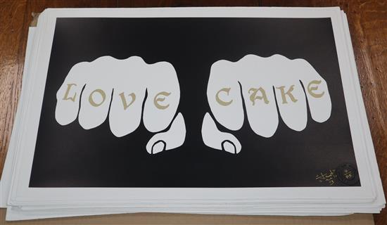 T. WAT, 38 limited edition prints, Love Cake, signed and numbered from the edition of 45, 39 x 59cm, all unframed